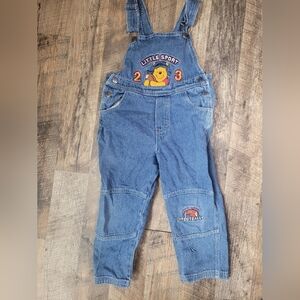Vintage Toddler Winnie The Pooh Blue Denim Overalls